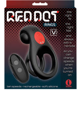 Red Dot Vibrating Cock Ring V2 With Remote - Black/red
